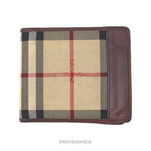 🔴 Burberry Nova Check Canvas Bifold Wallet - Brown